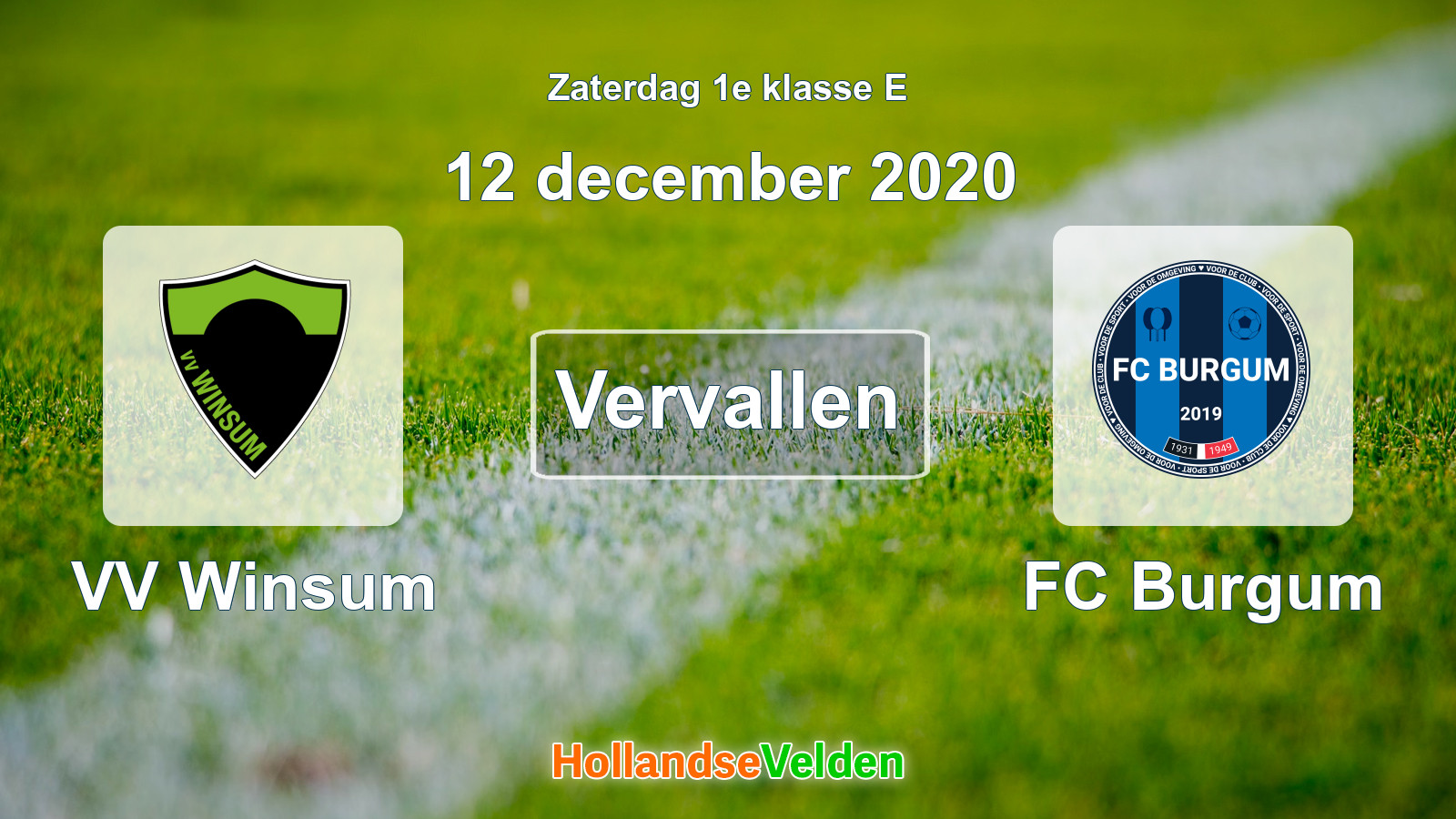 Geplande wedstrijd: VV Winsum - FC Burgum (12 december 2020)