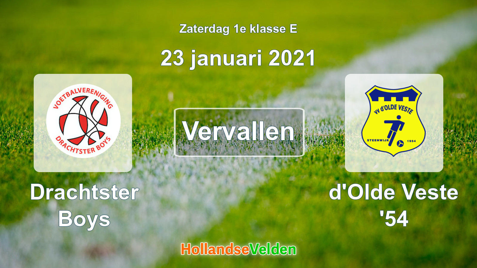 Geplande wedstrijd: Drachtster Boys - d'Olde Veste '54 (23 januari 2021)