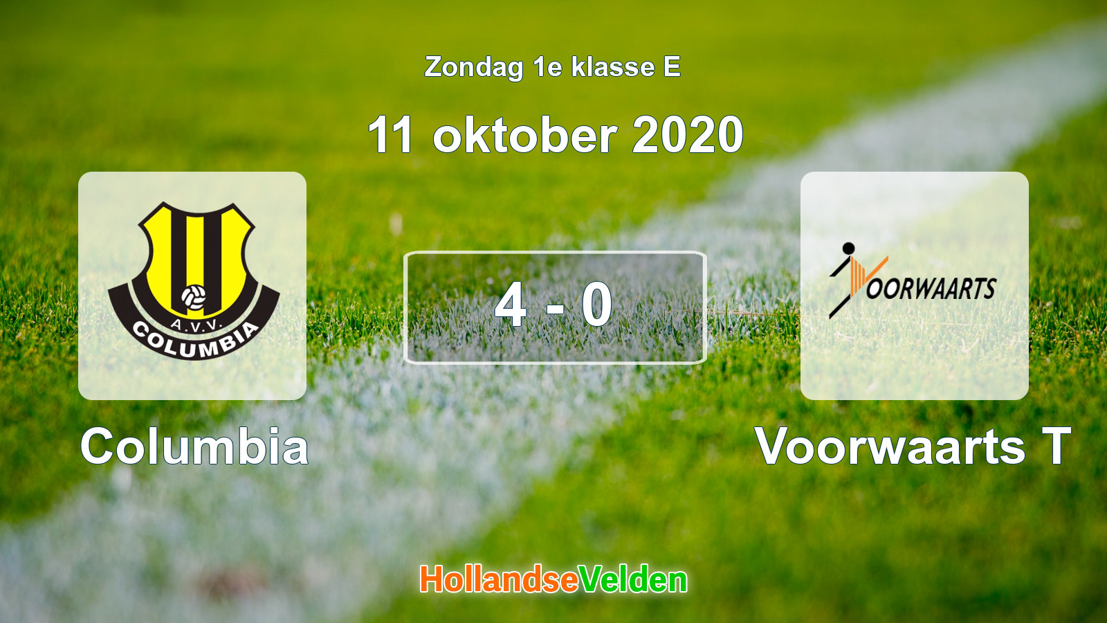 Gespeelde wedstrijd: Columbia - Voorwaarts T 4 - 0 (11 oktober 2020)