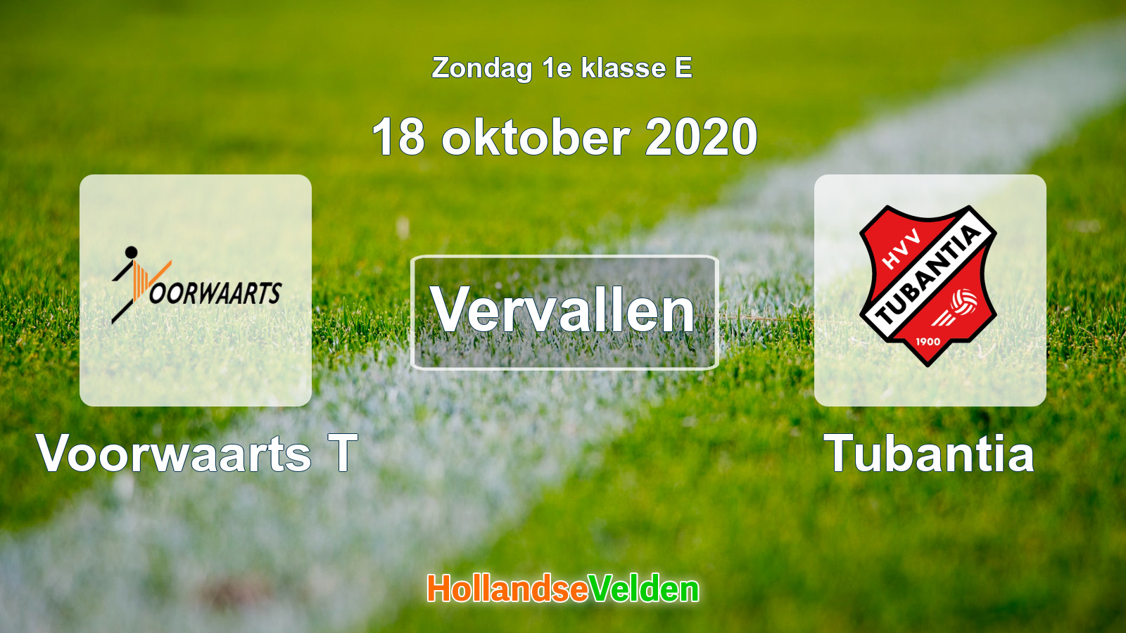 Geplande wedstrijd: Voorwaarts T - Tubantia (18 oktober 2020)