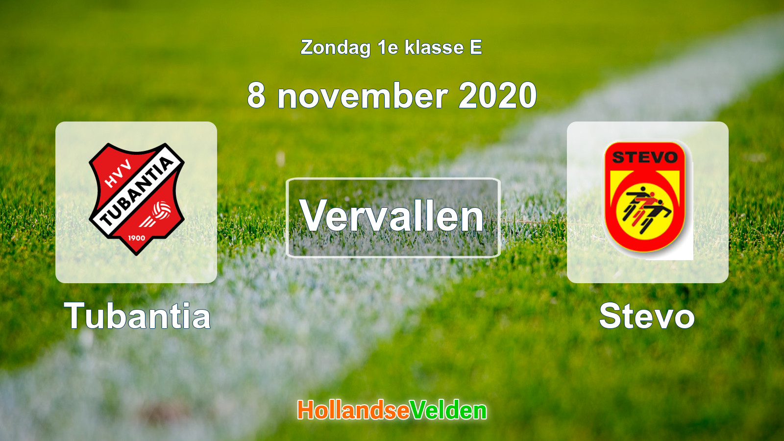 Geplande wedstrijd: Tubantia - Stevo (8 november 2020)