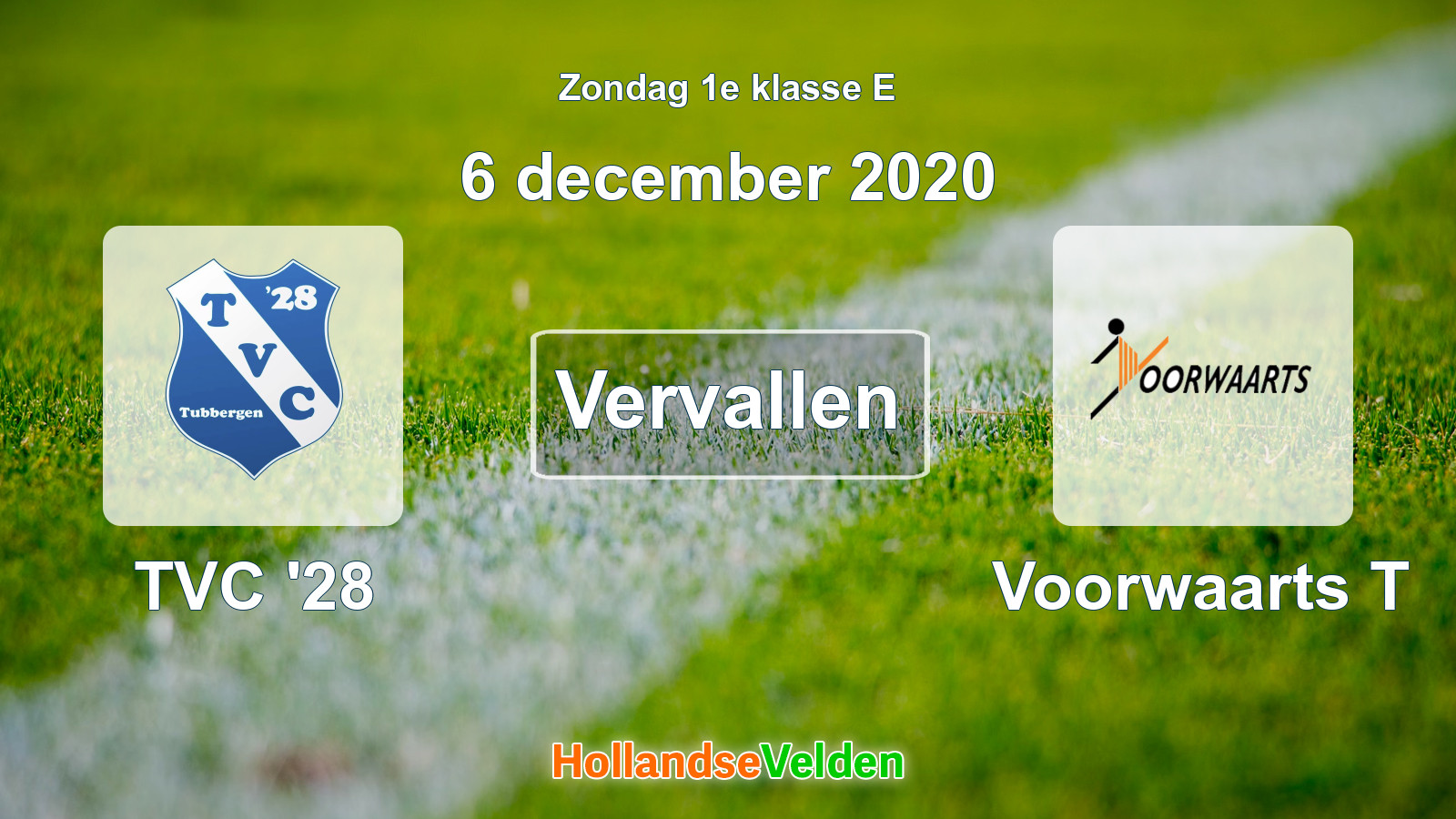 Geplande wedstrijd: TVC '28 - Voorwaarts T (6 december 2020)