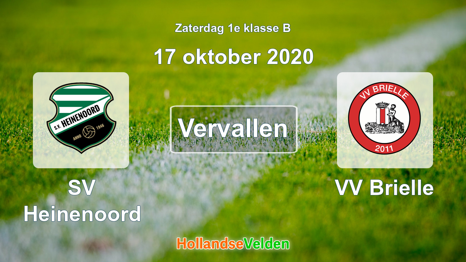 Geplande wedstrijd: SV Heinenoord - VV Brielle (17 oktober 2020)