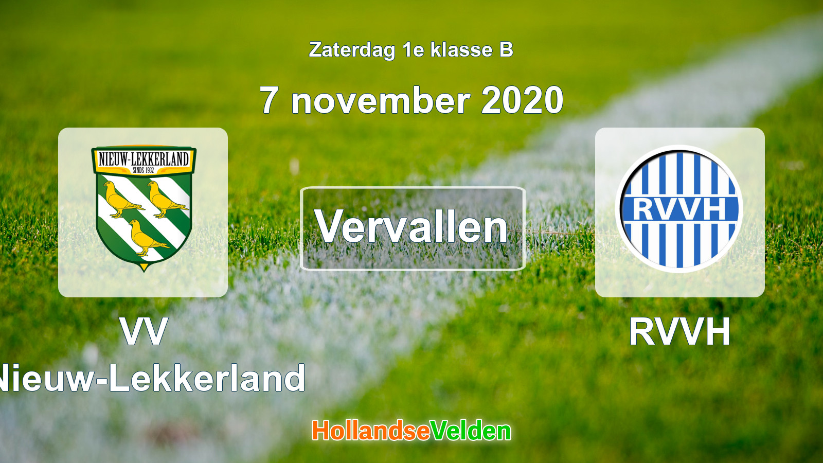 Geplande wedstrijd: VV Nieuw-Lekkerland - RVVH (7 november 2020)