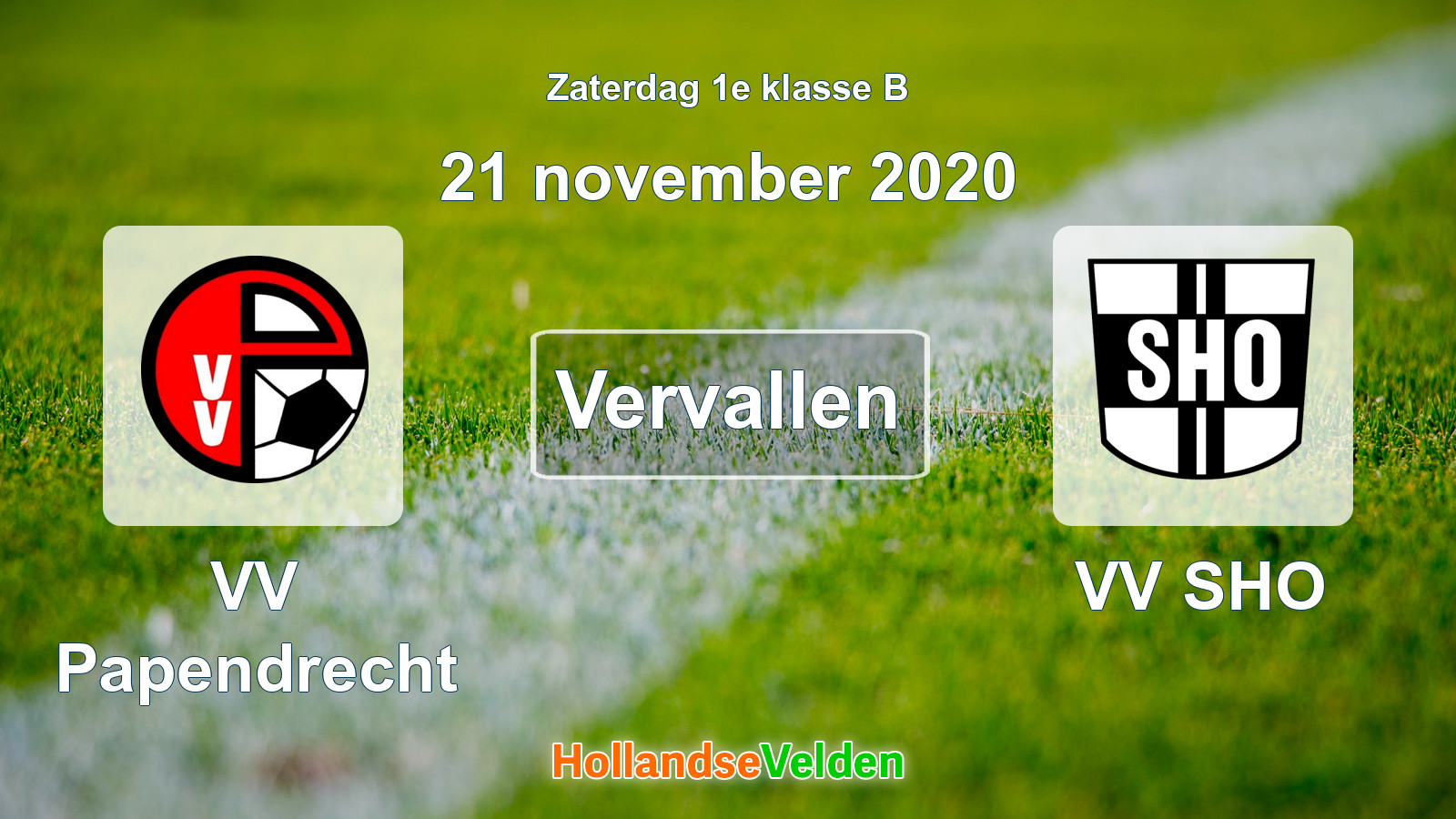 Geplande wedstrijd: VV Papendrecht - VV SHO (21 november 2020)