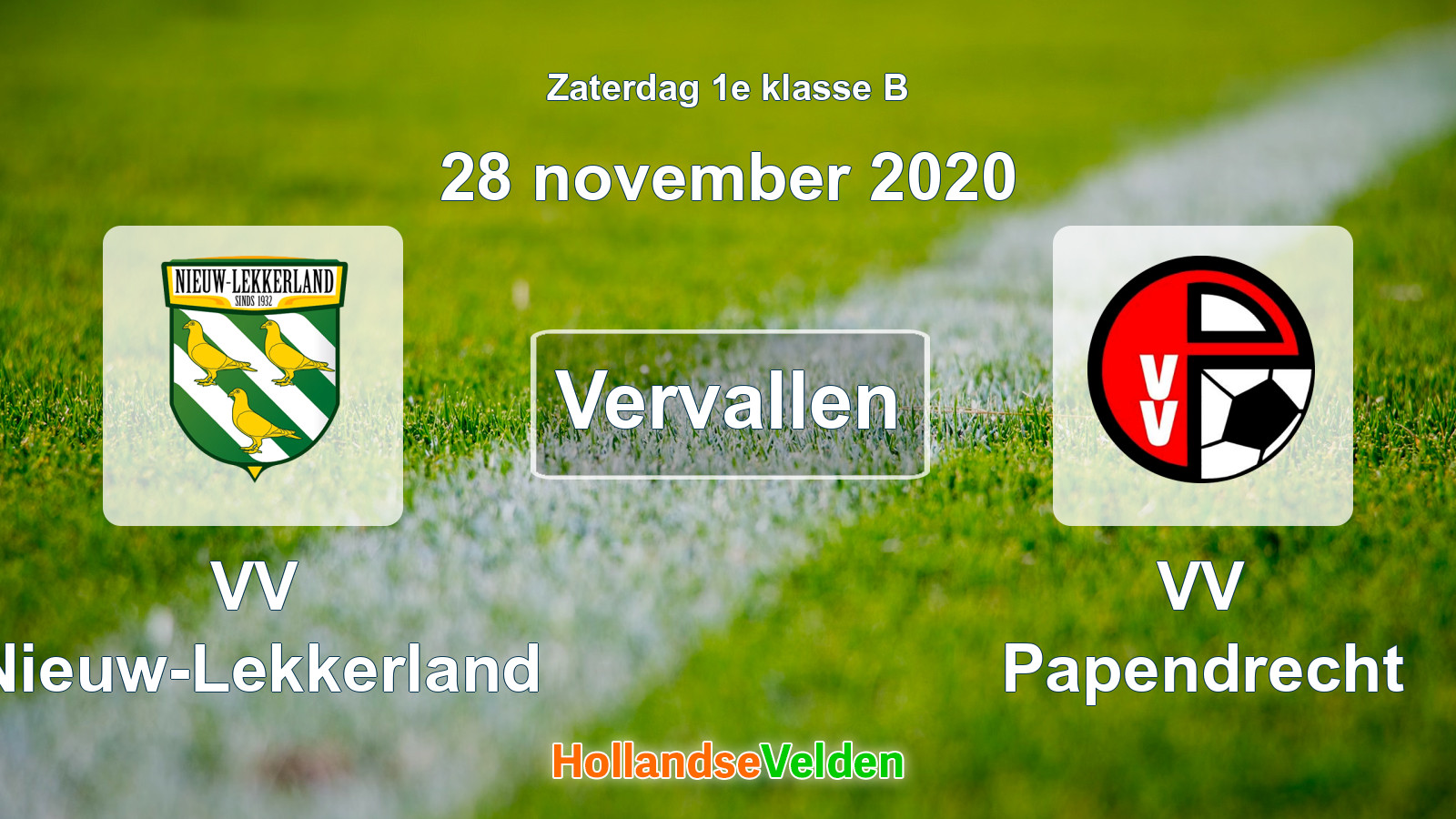 Geplande wedstrijd: VV Nieuw-Lekkerland - VV Papendrecht (28 november 2020)