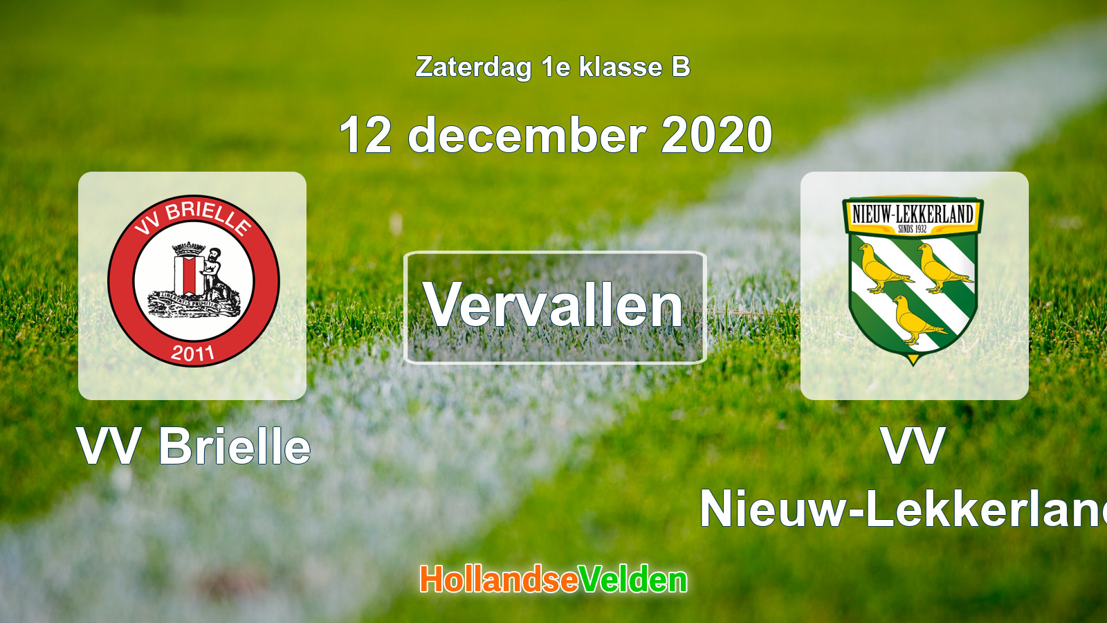 Geplande wedstrijd: VV Brielle - VV Nieuw-Lekkerland (12 december 2020)