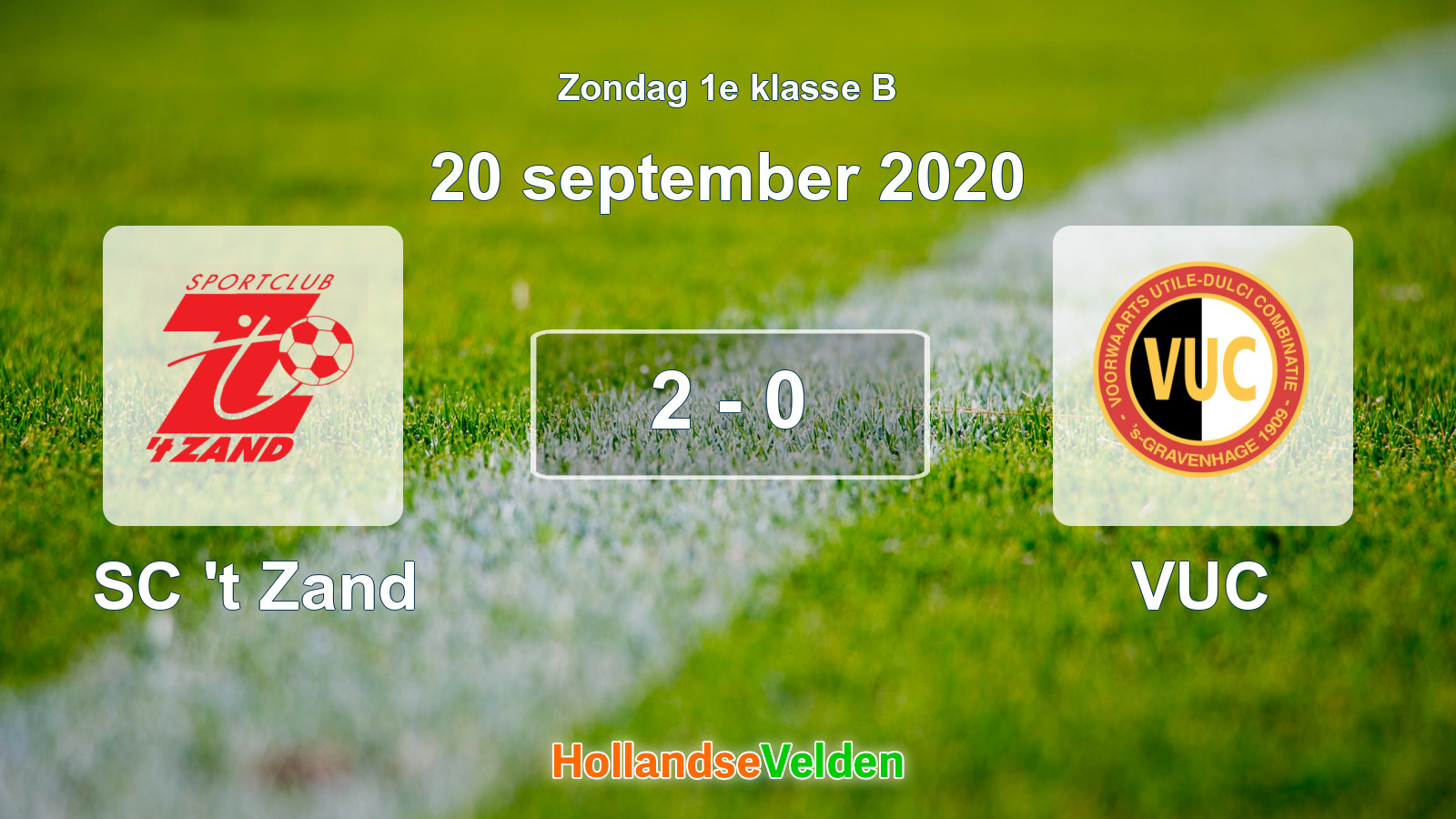 Gespeelde wedstrijd: SC 't Zand - VUC 2 - 0 (20 september 2020)