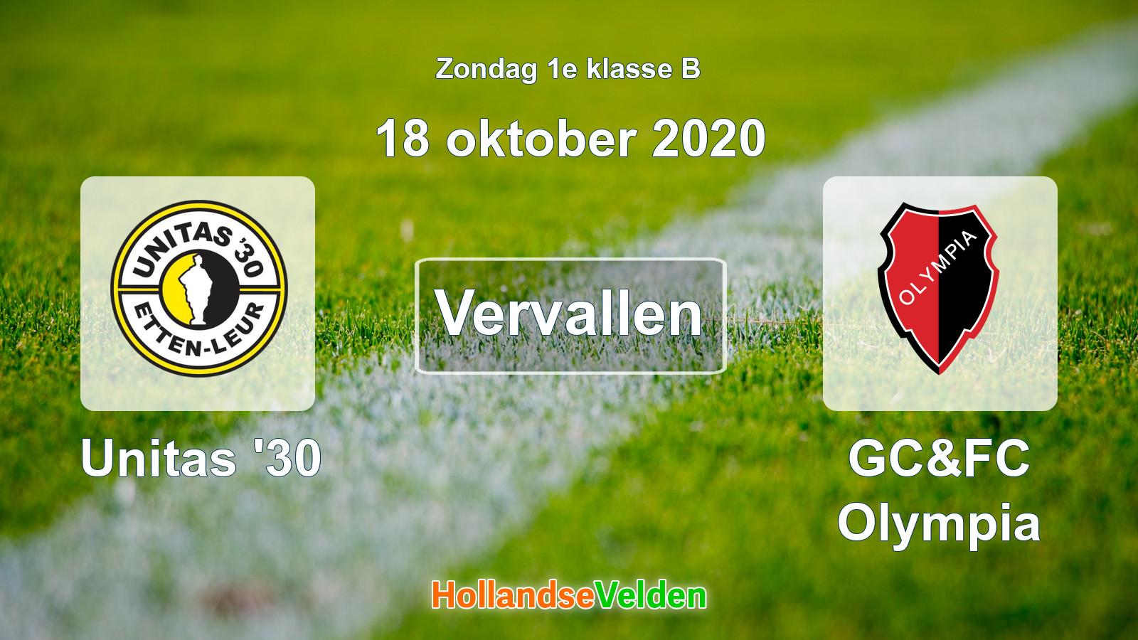 Geplande wedstrijd: Unitas '30 - GC&FC Olympia (18 oktober 2020)