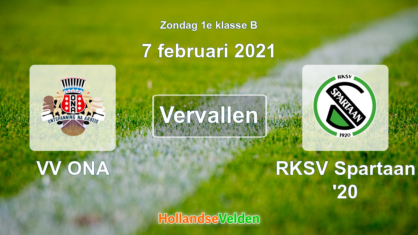 Geplande wedstrijd: VV ONA - RKSV Spartaan '20 (7 februari 2021)