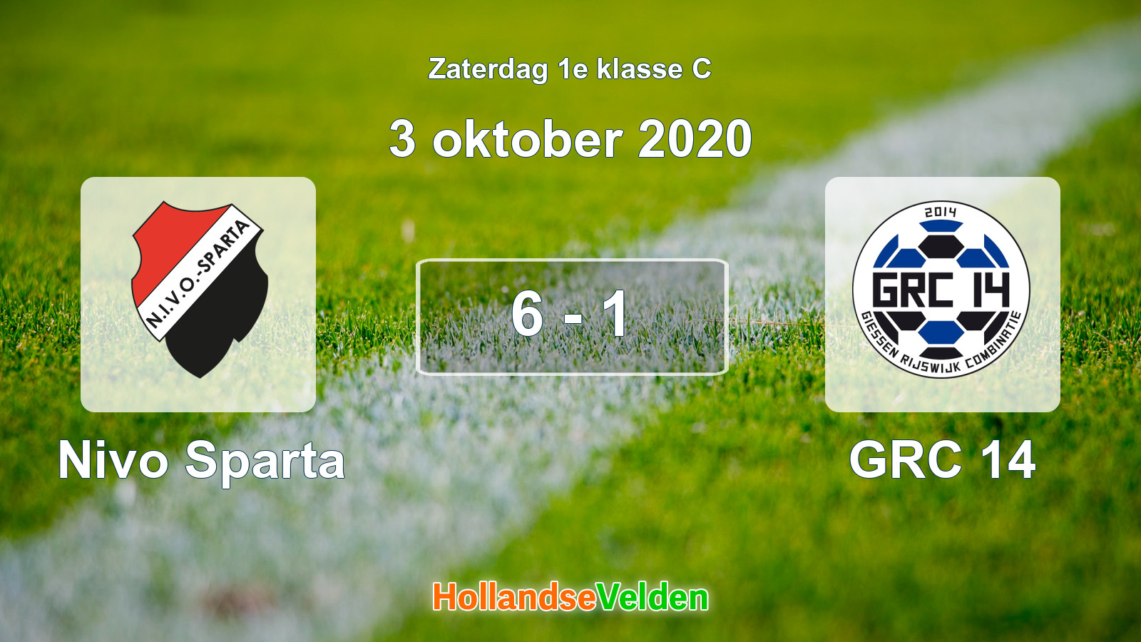 Gespeelde wedstrijd: Nivo Sparta - GRC 14 6 - 1 (3 oktober 2020)