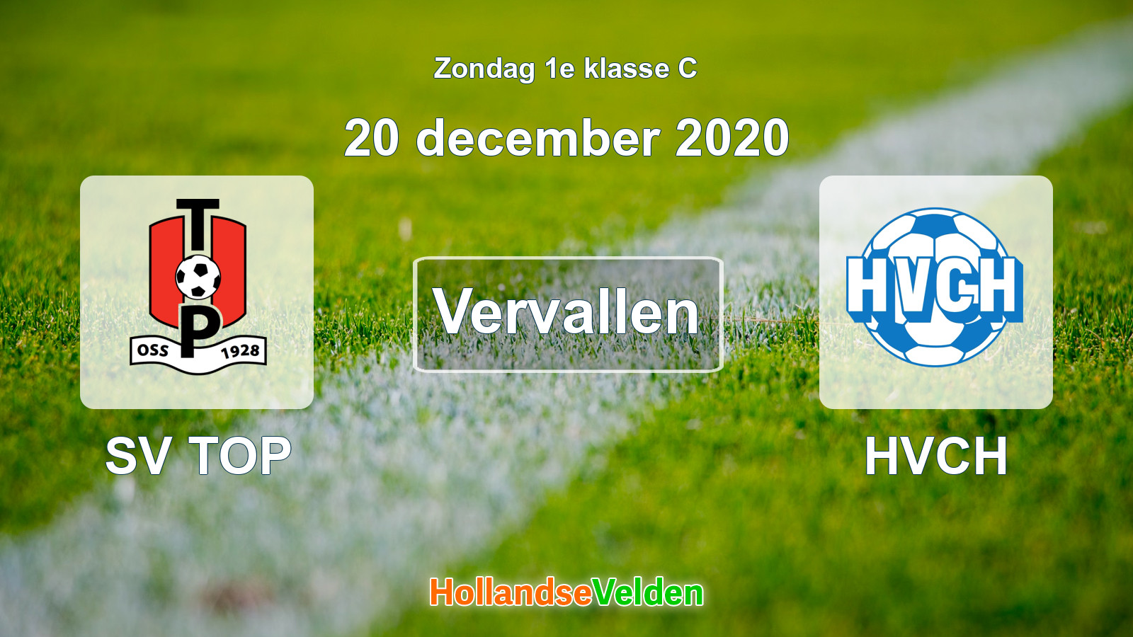Geplande wedstrijd: SV TOP - HVCH (20 december 2020)