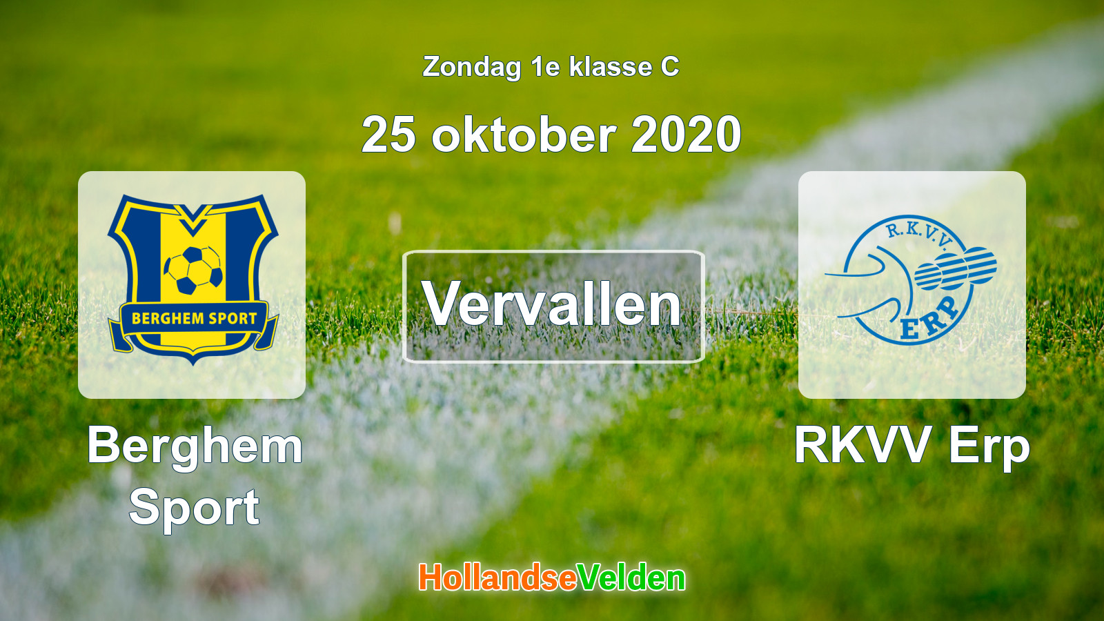 Geplande wedstrijd: Berghem Sport - RKVV Erp (25 oktober 2020)