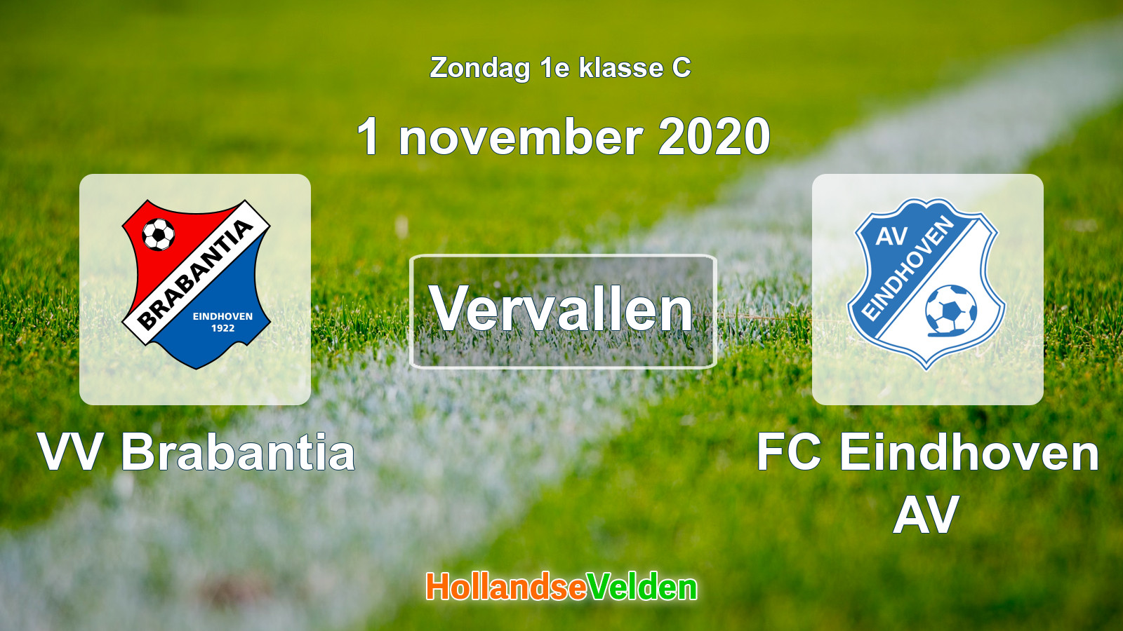 Geplande wedstrijd: VV Brabantia - FC Eindhoven AV (1 november 2020)