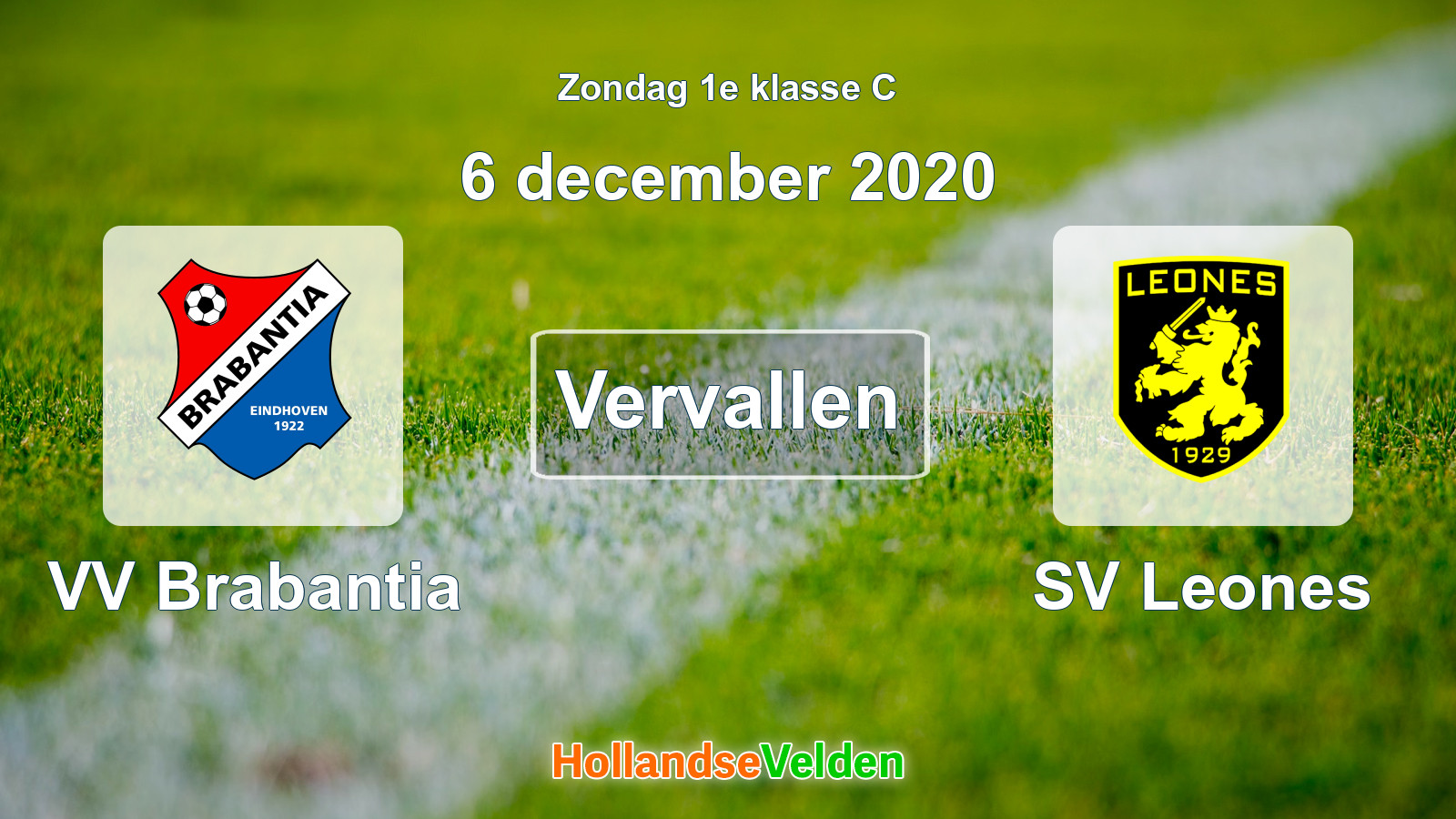 Geplande wedstrijd: VV Brabantia - SV Leones (6 december 2020)