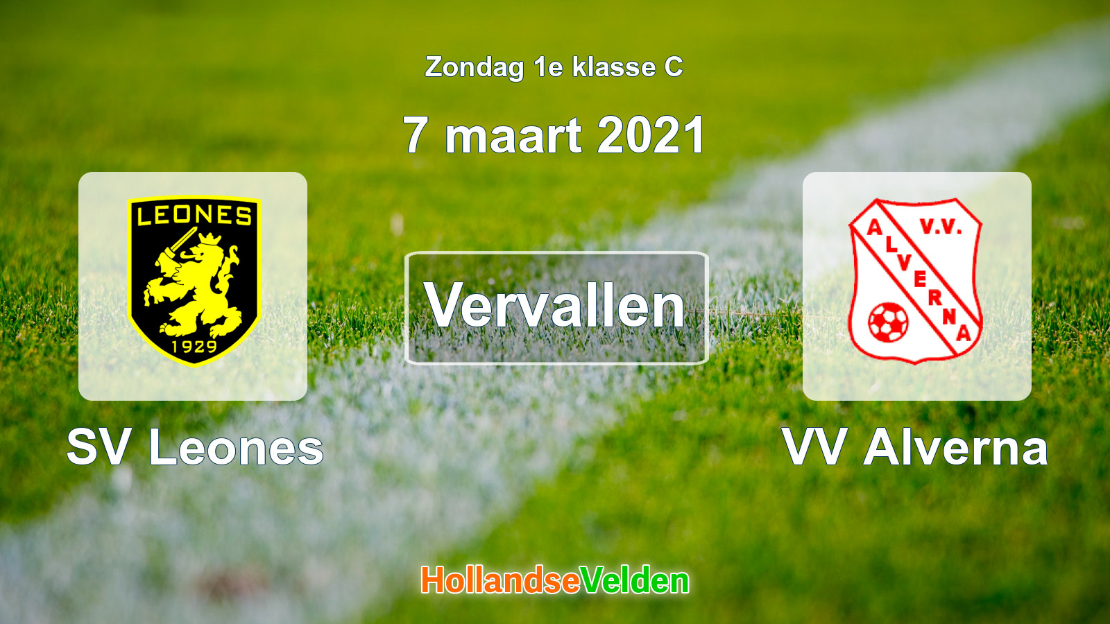 Geplande wedstrijd: SV Leones - VV Alverna (7 maart 2021)