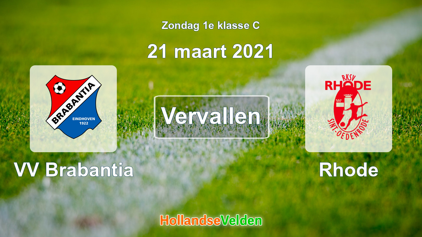Geplande wedstrijd: VV Brabantia - Rhode (21 maart 2021)