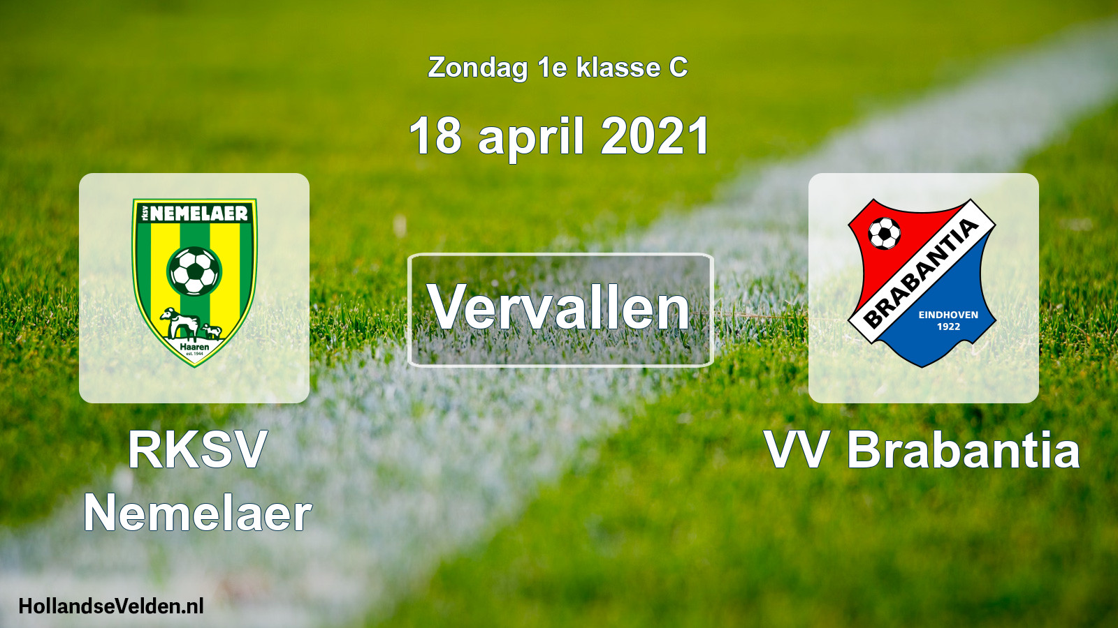 Geplande wedstrijd: RKSV Nemelaer - VV Brabantia (18 april 2021)