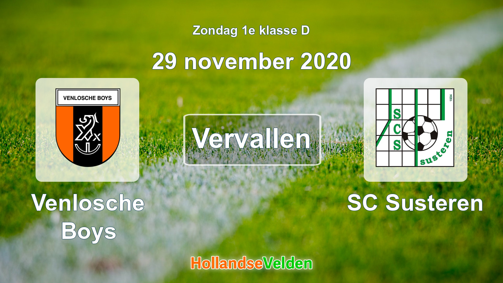 Geplande wedstrijd: Venlosche Boys - SC Susteren (29 november 2020)