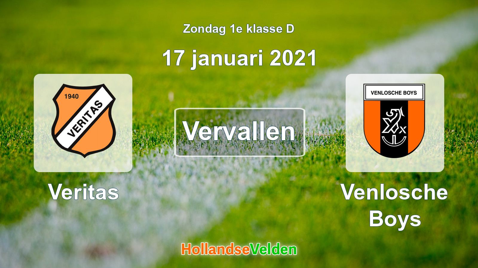 Geplande wedstrijd: Veritas - Venlosche Boys (17 januari 2021)
