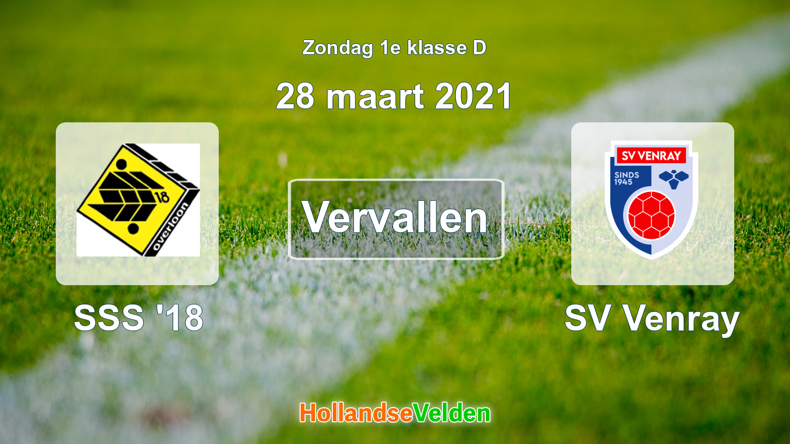 Geplande wedstrijd: SSS '18 - SV Venray (28 maart 2021)