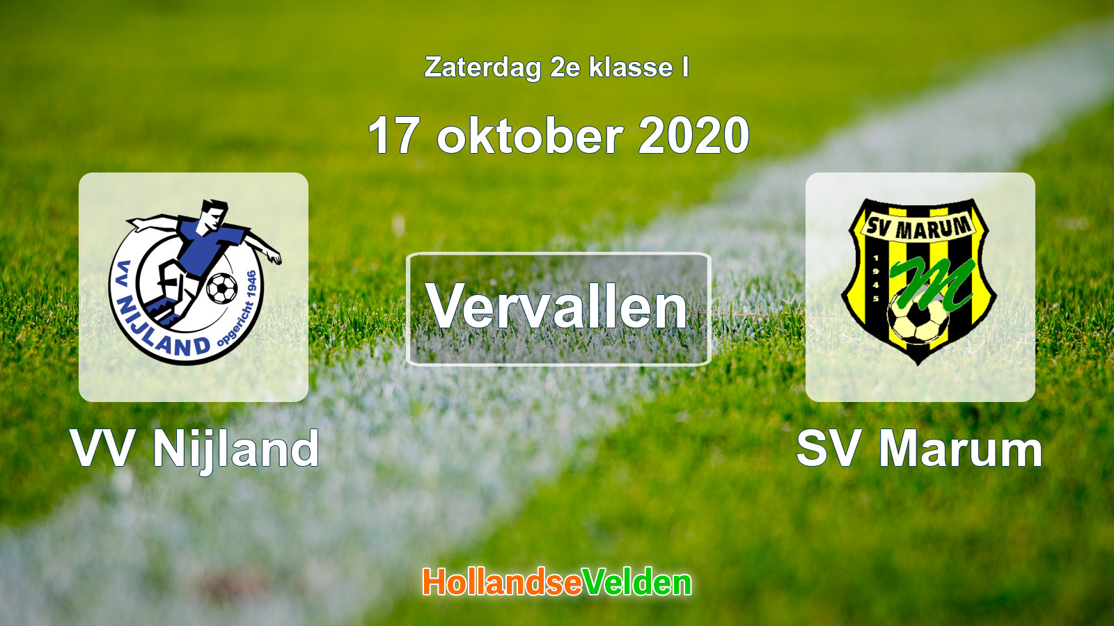 Geplande wedstrijd: VV Nijland - SV Marum (17 oktober 2020)