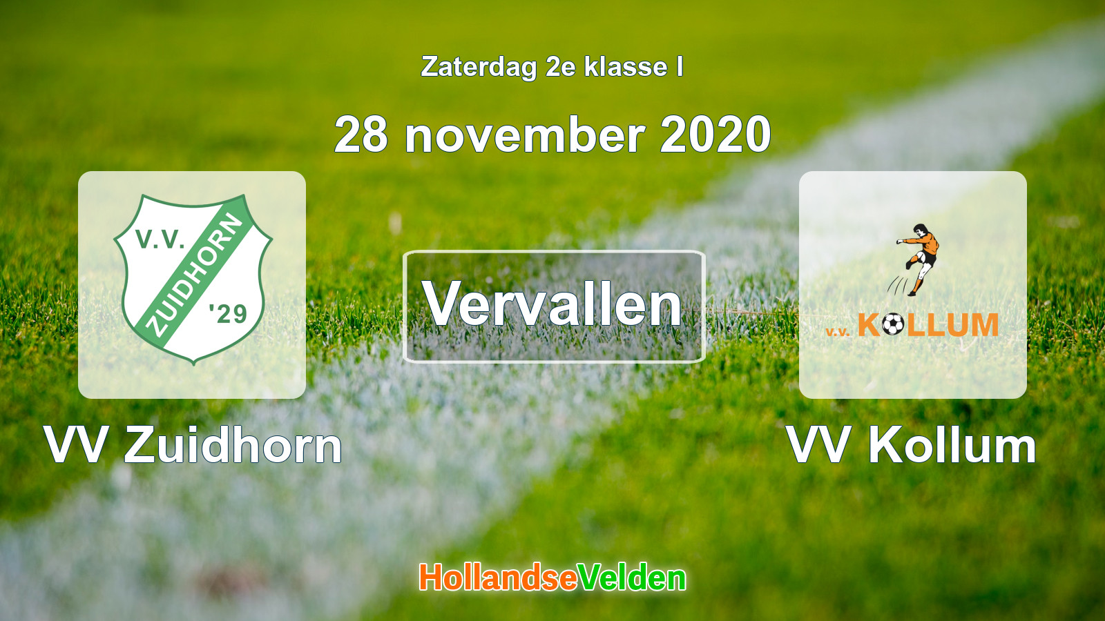 Geplande wedstrijd: VV Zuidhorn - VV Kollum (28 november 2020)