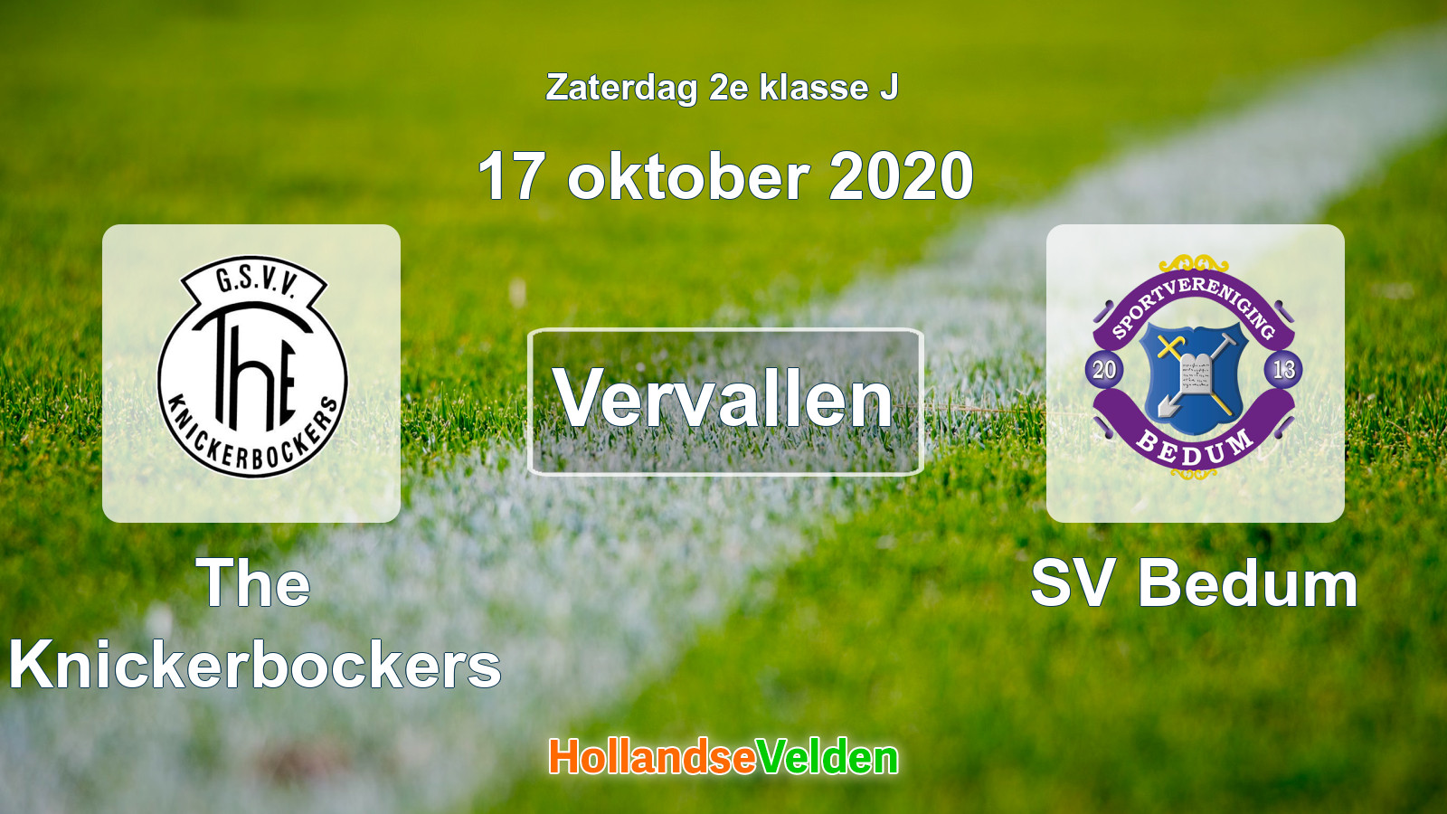 Geplande wedstrijd: The Knickerbockers - SV Bedum (17 oktober 2020)