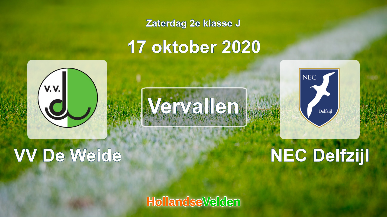 Geplande wedstrijd: VV De Weide - NEC Delfzijl (17 oktober 2020)