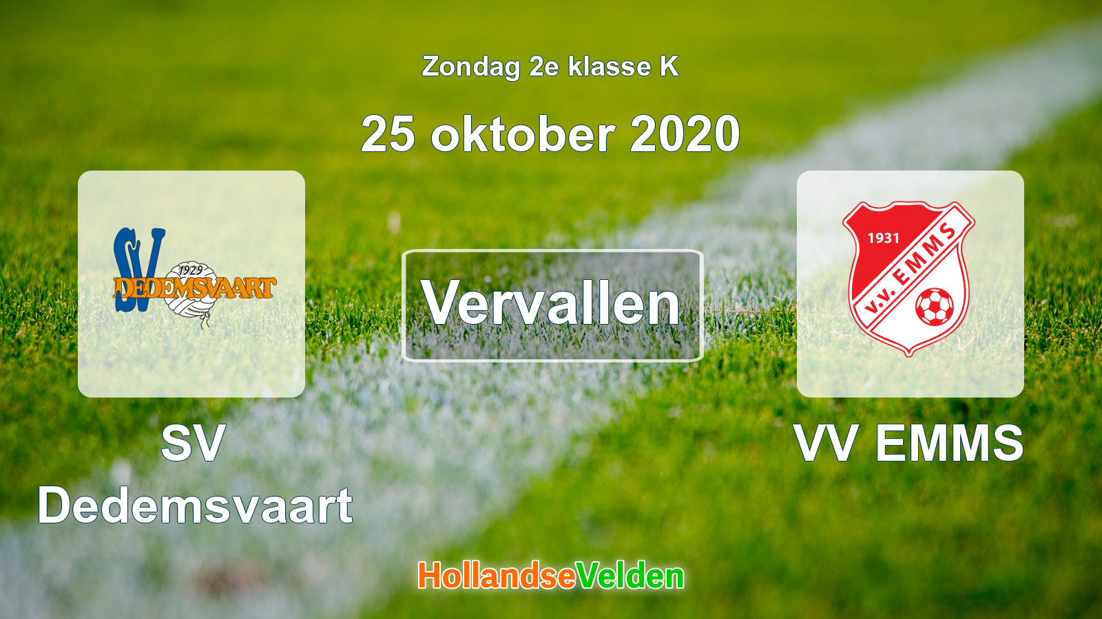 Geplande wedstrijd: SV Dedemsvaart - VV EMMS (25 oktober 2020)