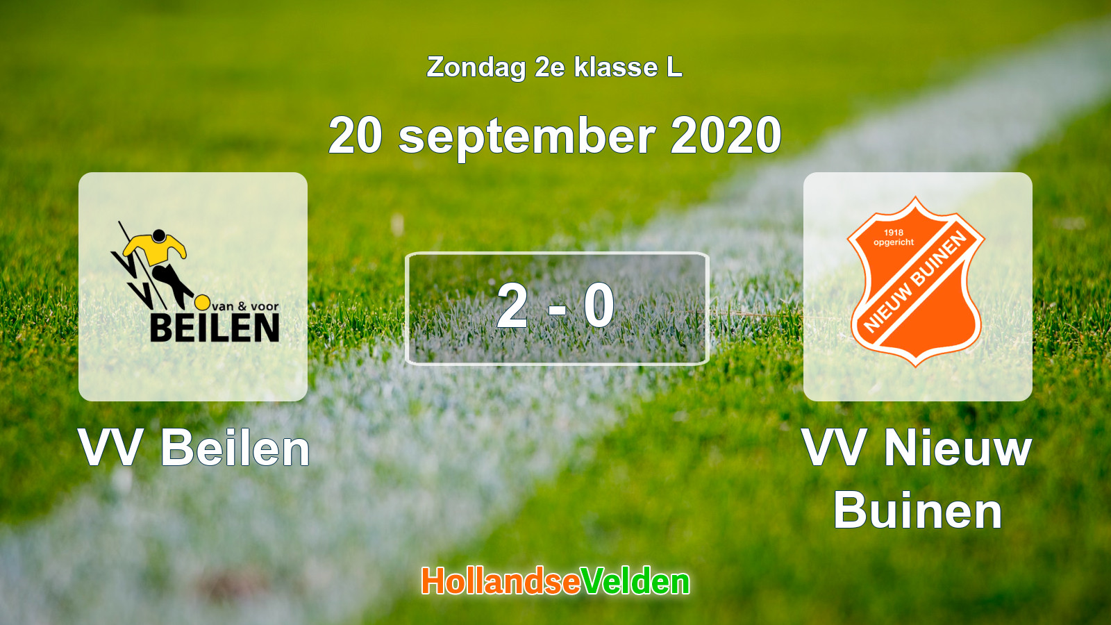 Gespeelde wedstrijd: VV Beilen - VV Nieuw Buinen 2 - 0 (20 september 2020)