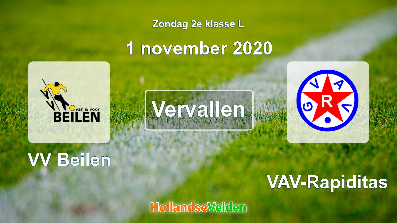 Geplande wedstrijd: VV Beilen - GVAV-Rapiditas (1 november 2020)