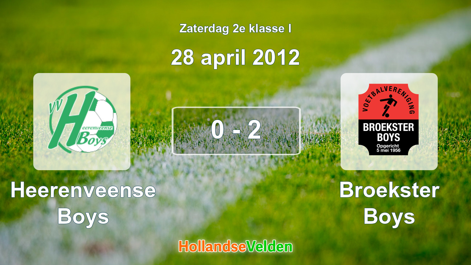 Gespeelde wedstrijd: Heerenveense Boys - Broekster Boys 0 - 2 (28 april 2012)