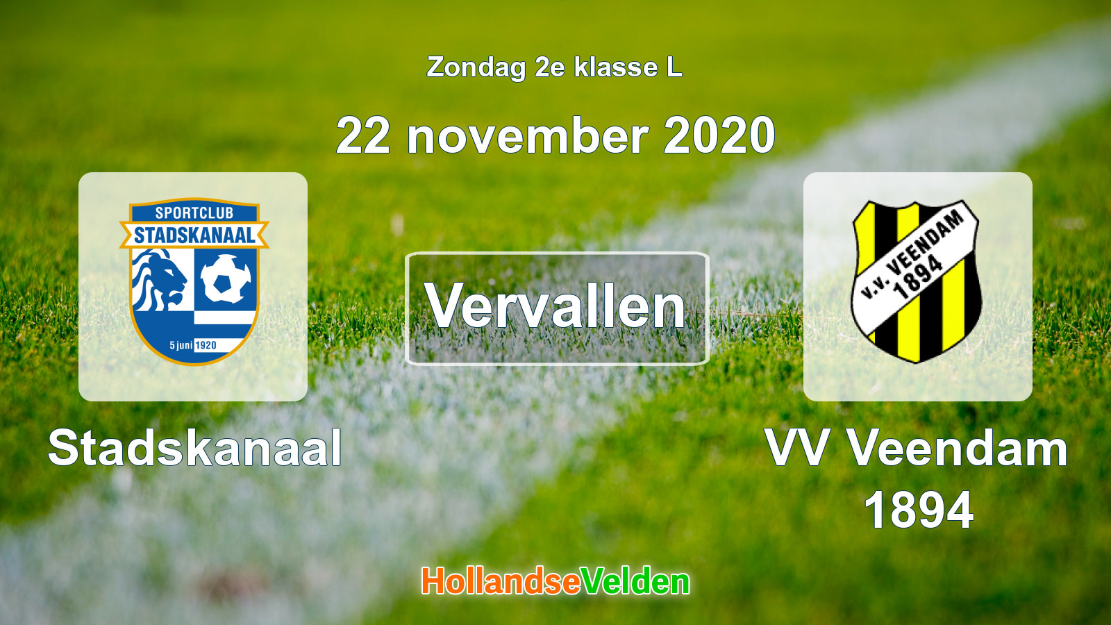 Geplande wedstrijd: Stadskanaal - VV Veendam 1894 (22 november 2020)