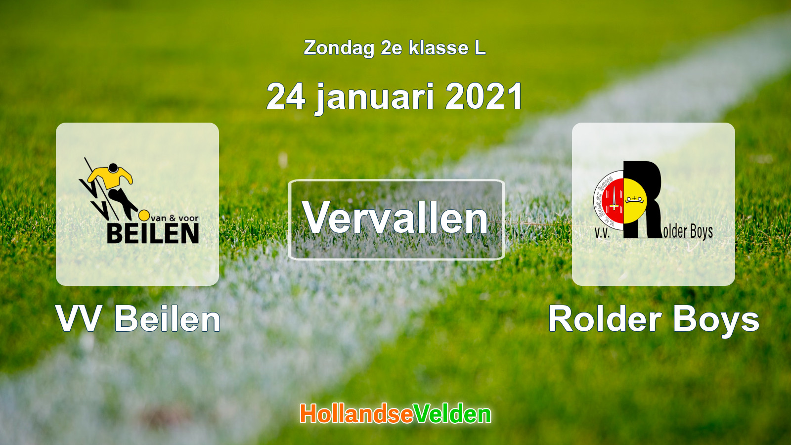 Geplande wedstrijd: VV Beilen - Rolder Boys (24 januari 2021)