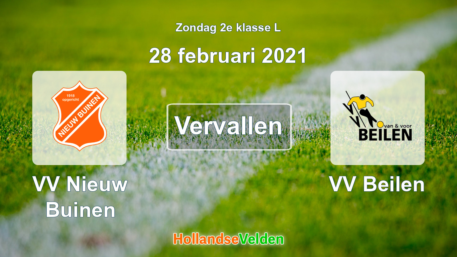 Geplande wedstrijd: VV Nieuw Buinen - VV Beilen (28 februari 2021)