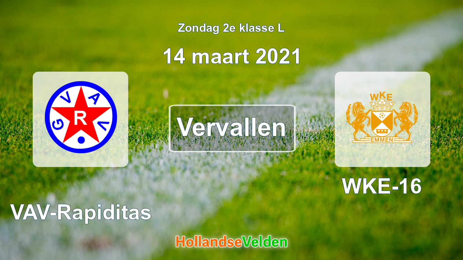 Geplande wedstrijd: GVAV-Rapiditas - WKE-16 (14 maart 2021)
