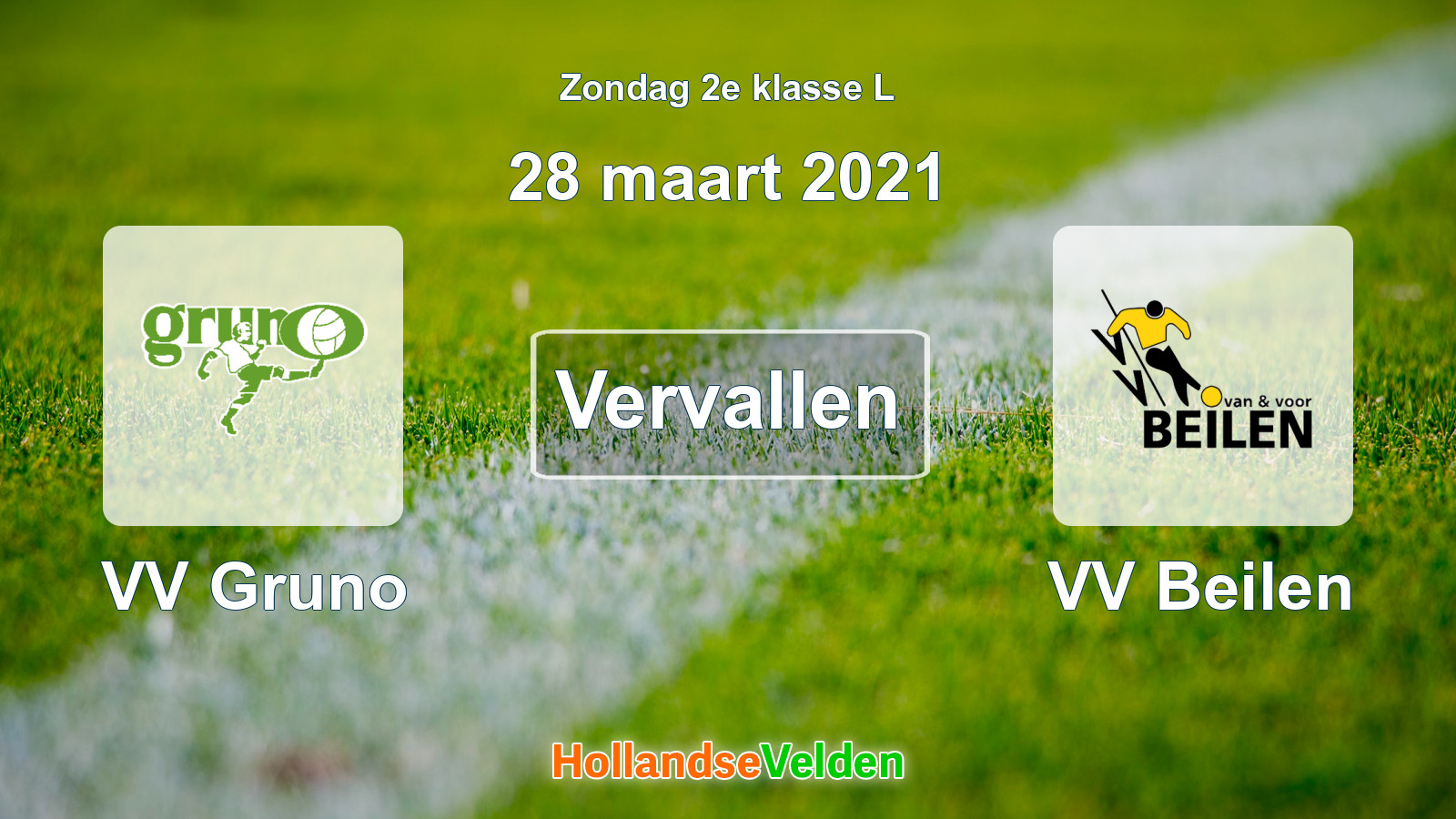 Geplande wedstrijd: VV Gruno - VV Beilen (28 maart 2021)
