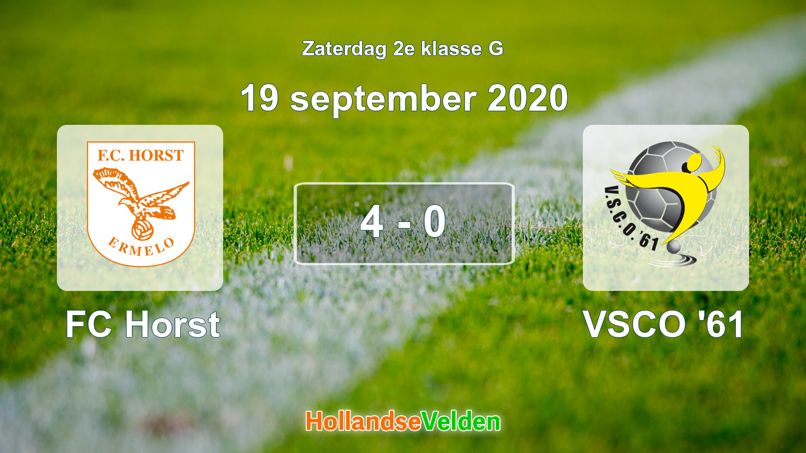 Gespeelde wedstrijd: FC Horst - VSCO '61 4 - 0 (19 september 2020)