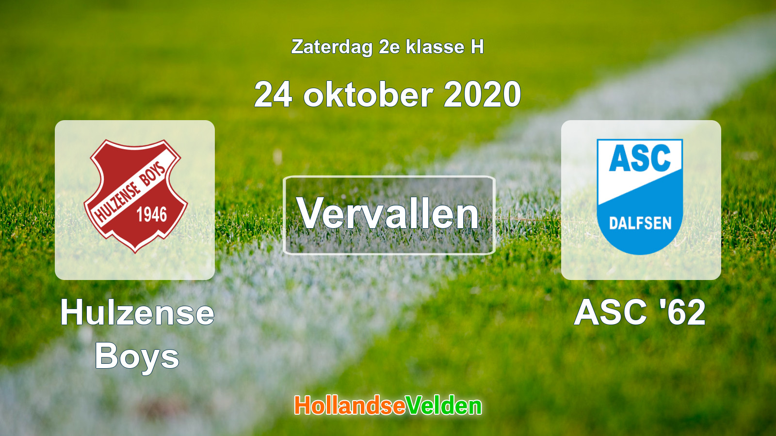 Geplande wedstrijd: Hulzense Boys - ASC '62 (24 oktober 2020)