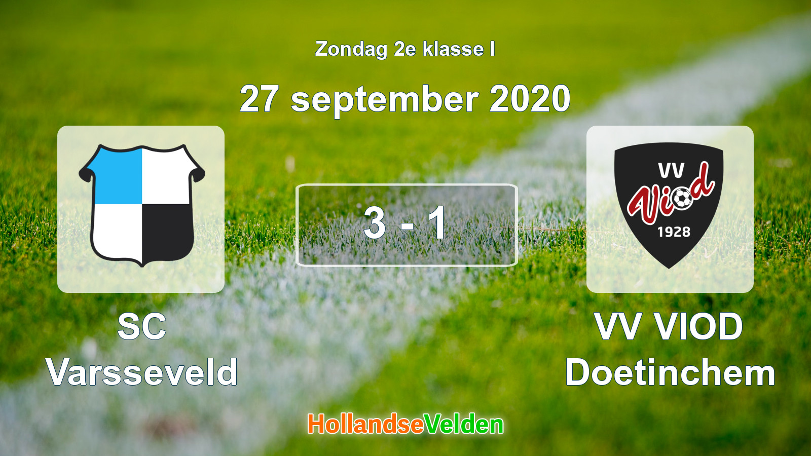 Gespeelde wedstrijd: SC Varsseveld - VV VIOD Doetinchem 3 - 1 (27 september 2020)