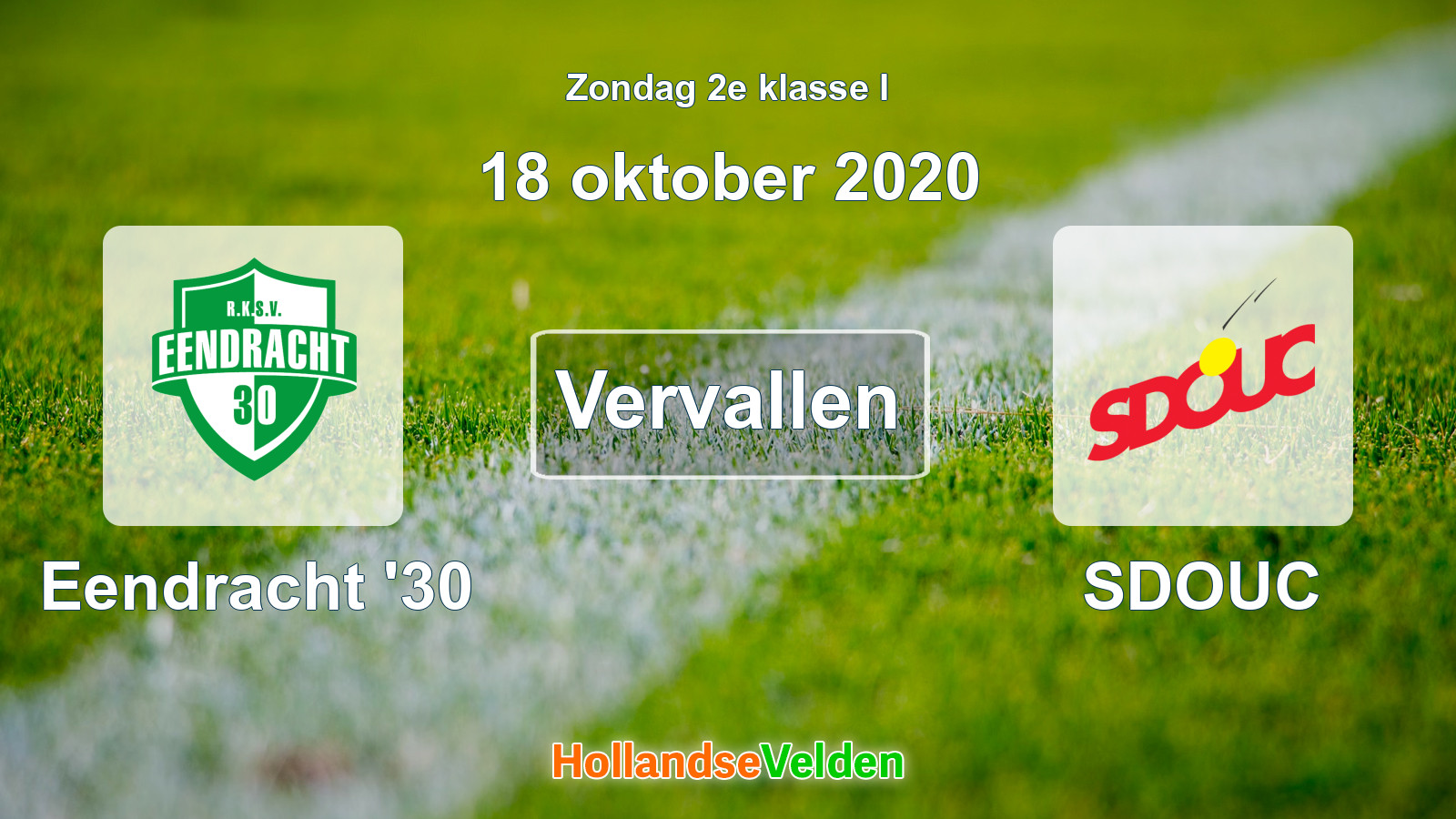 Geplande wedstrijd: Eendracht '30 - SDOUC (18 oktober 2020)