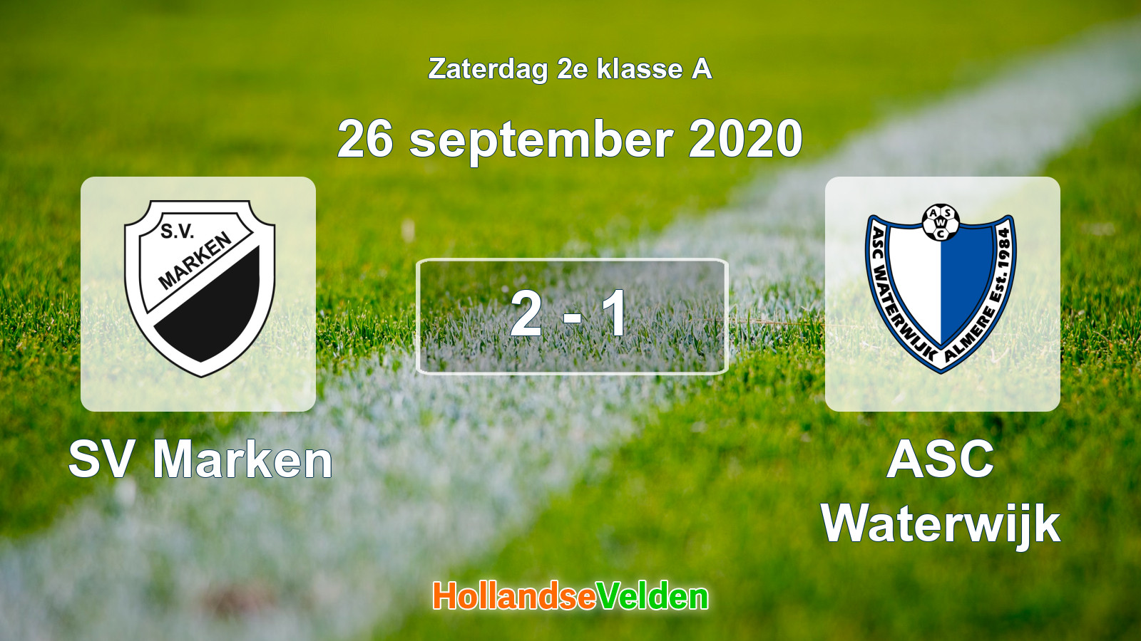 Gespeelde wedstrijd: SV Marken - ASC Waterwijk 2 - 1 (26 september 2020)