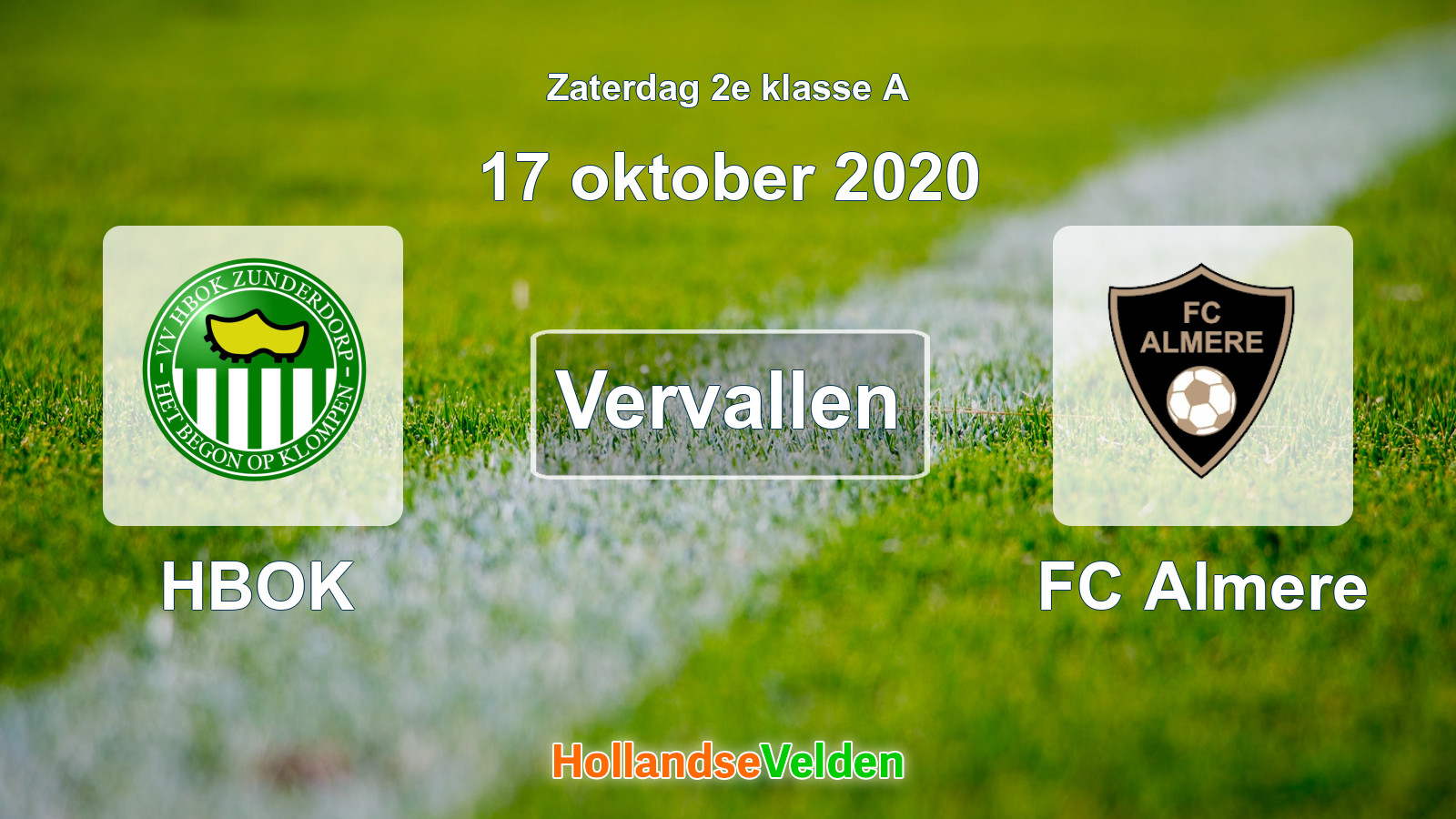 Geplande wedstrijd: HBOK - FC Almere (17 oktober 2020)