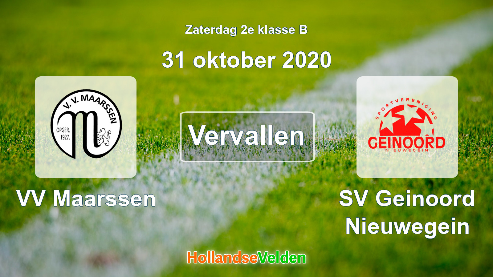 Geplande wedstrijd: VV Maarssen - SV Geinoord Nieuwegein (31 oktober 2020)