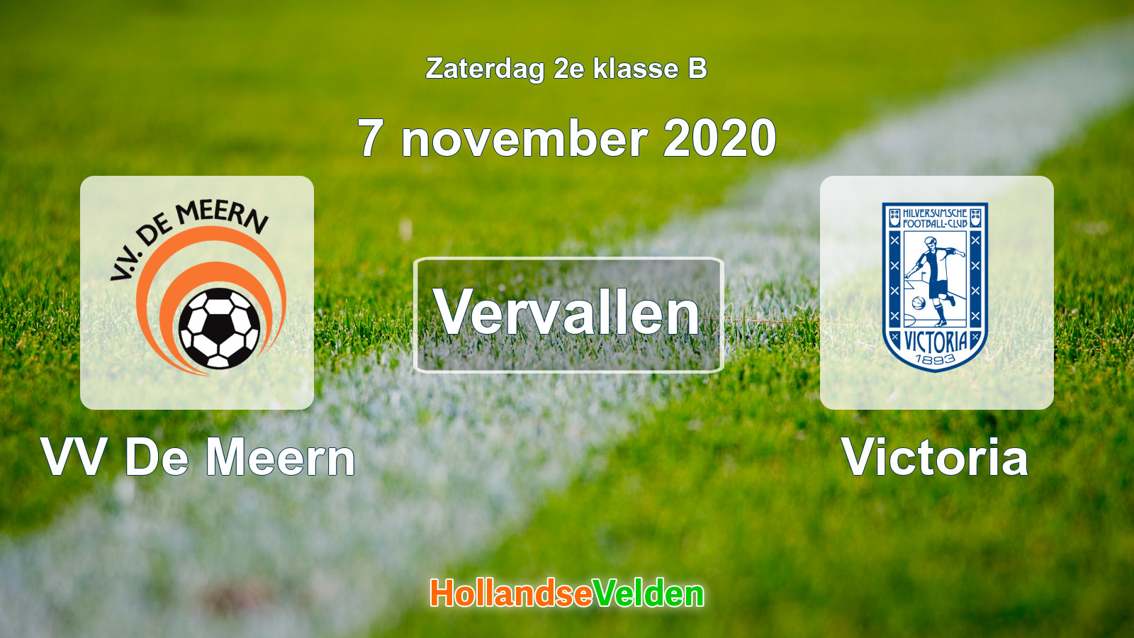 Geplande wedstrijd: VV De Meern - Victoria (7 november 2020)