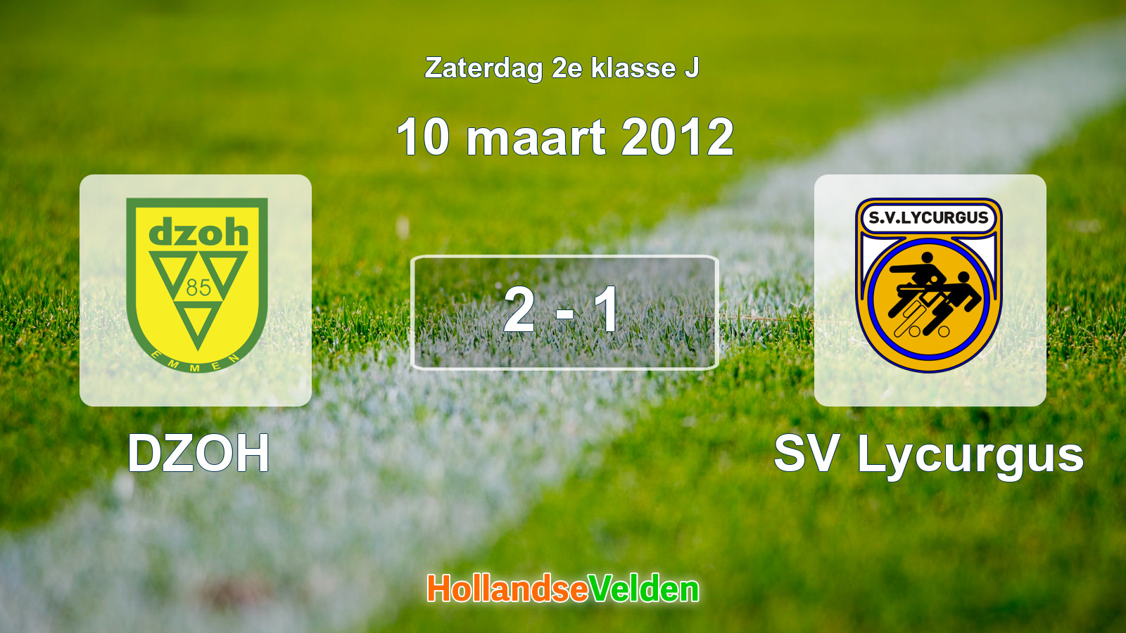 Gespeelde wedstrijd: DZOH - SV Lycurgus 2 - 1 (10 maart 2012)