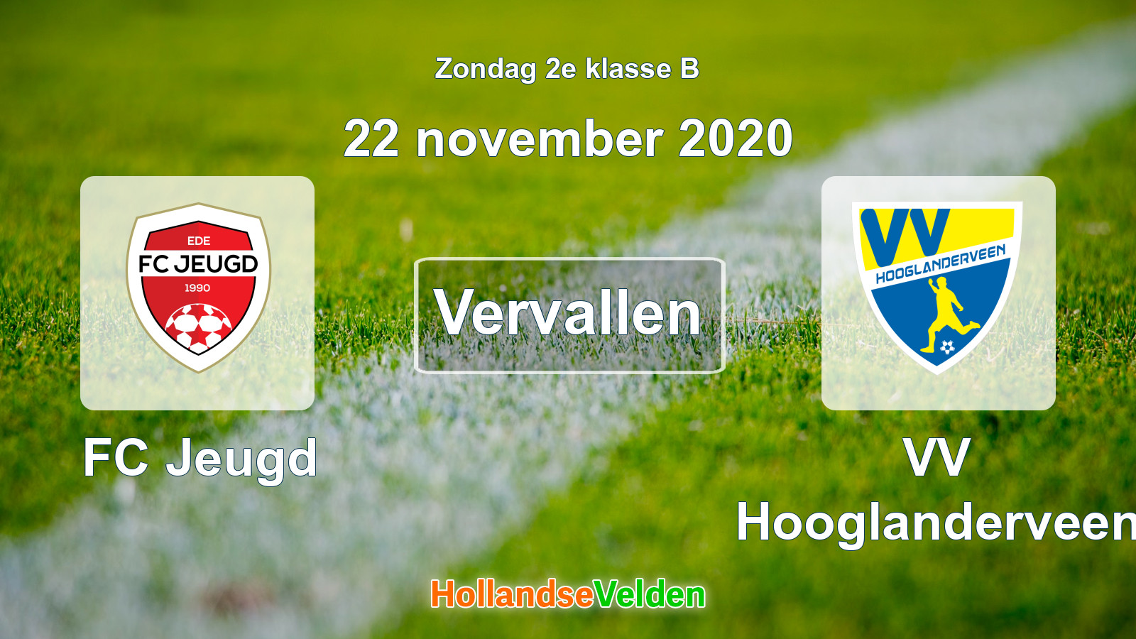 Geplande wedstrijd: FC Jeugd - VV Hooglanderveen (22 november 2020)