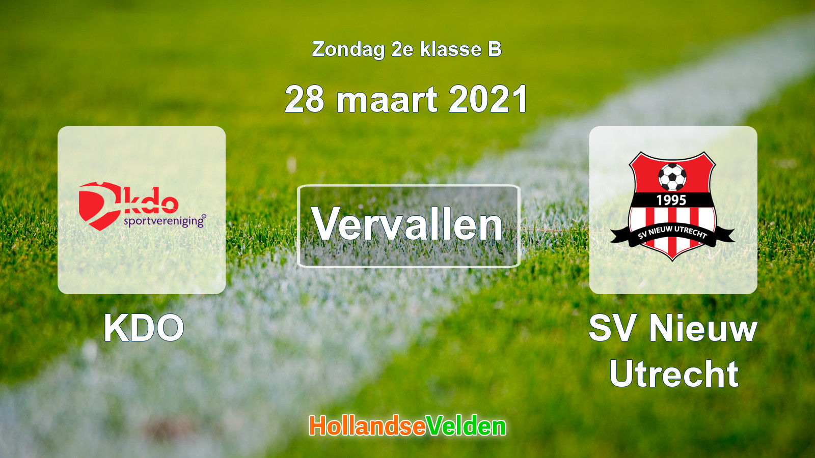 Geplande wedstrijd: KDO - SV Nieuw Utrecht (28 maart 2021)