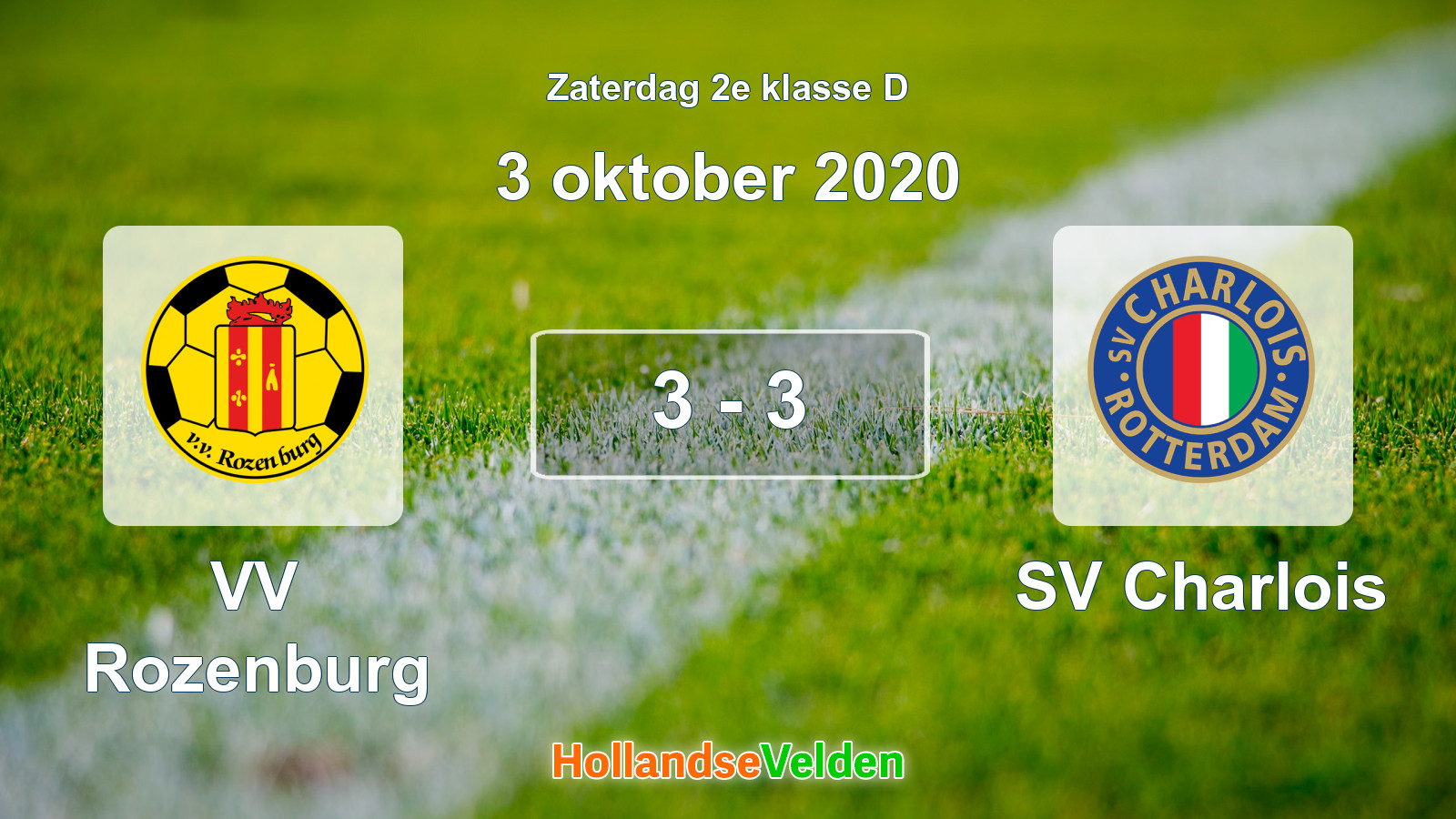 Gespeelde wedstrijd: VV Rozenburg - SV Charlois 3 - 3 (3 oktober 2020)
